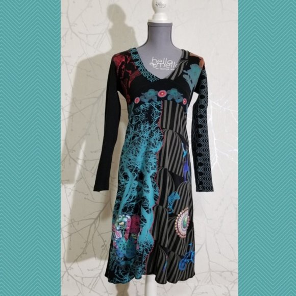Unique Desigual Abstract Mixed-Art Print Dress - Picture 1 of 6